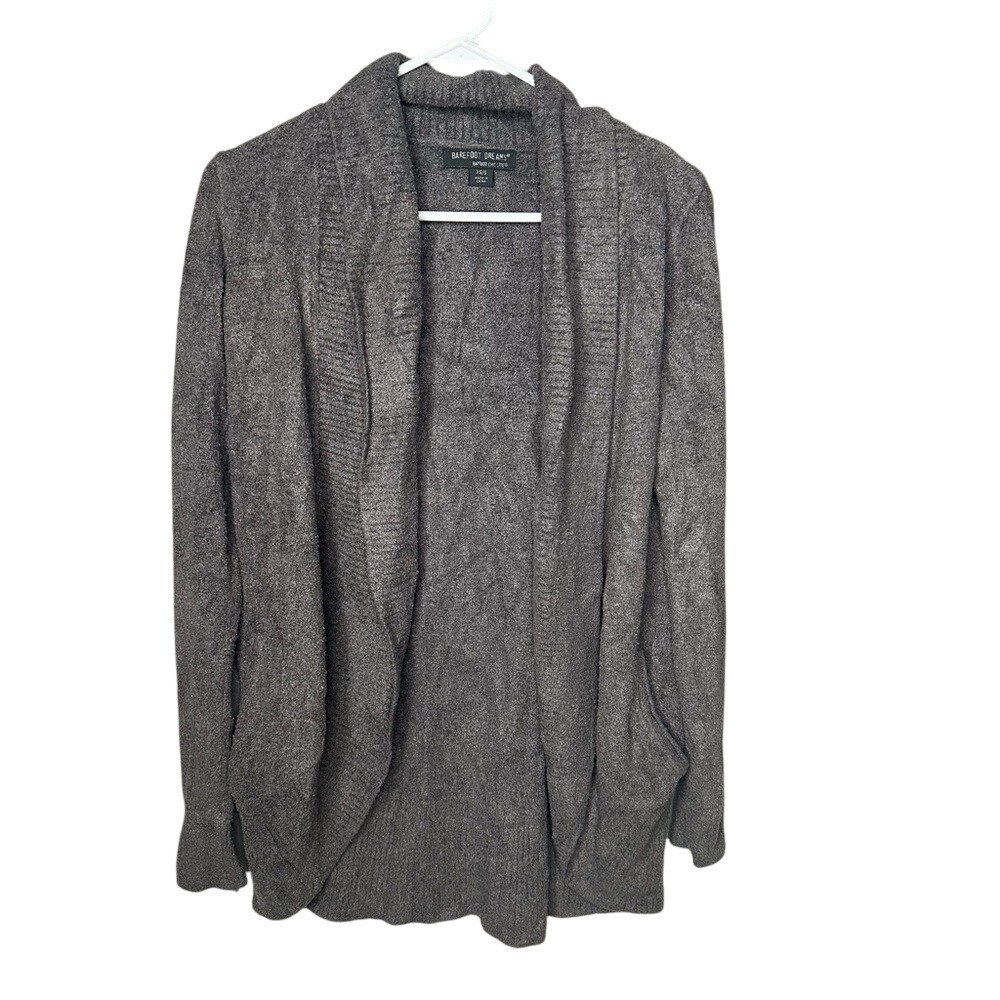 Barefoot Dreams CozyChic Dark Gray‎ Cardigan Draped Open Super Soft Plush XS / S